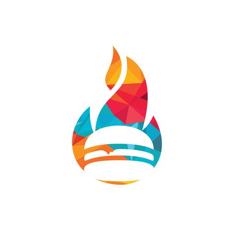 Hot Burger Fire Vector Logo Design Template Spicy Food Burger Design Template 11168473 Vector