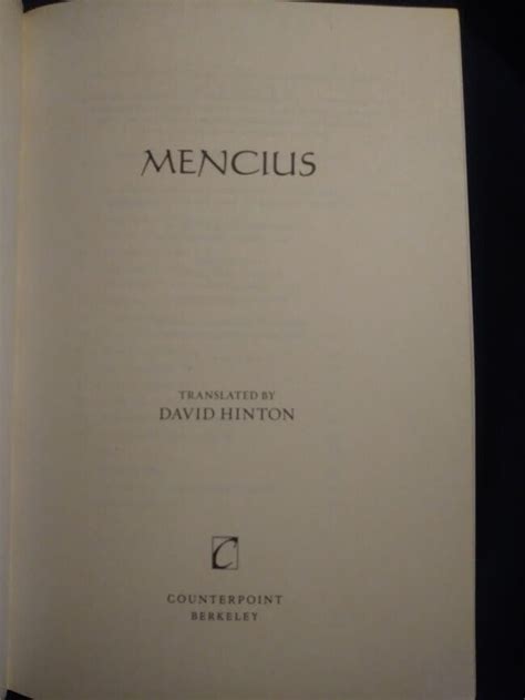 Mencius David Hinton Translator Eastern Philosophy China