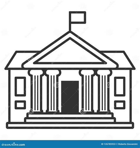 University Building Outline Flat Icon On White Stock Vector