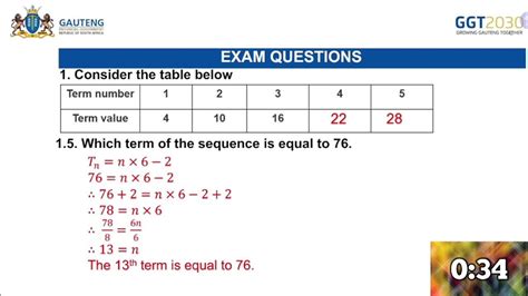 Mathematics Grade 9 Numeric And Geometric Patterns Youtube