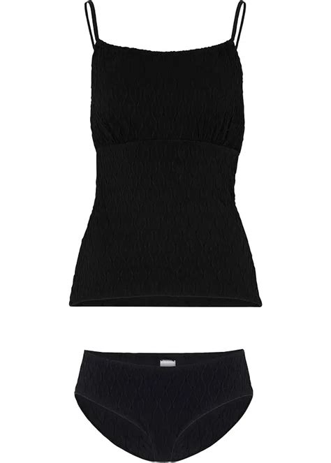 Modischer Tankini Aus Struktur Material Schwarz Bonprix