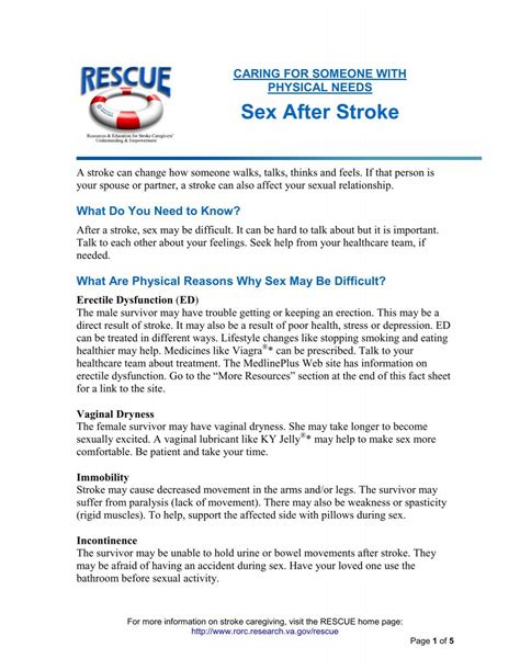 Sex After Stroke Rehabilitation Outcomes Research Center Rorc