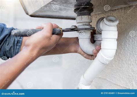 Hands Tool And Pipe With A Man Plumber Fixing A Water System As A Diy