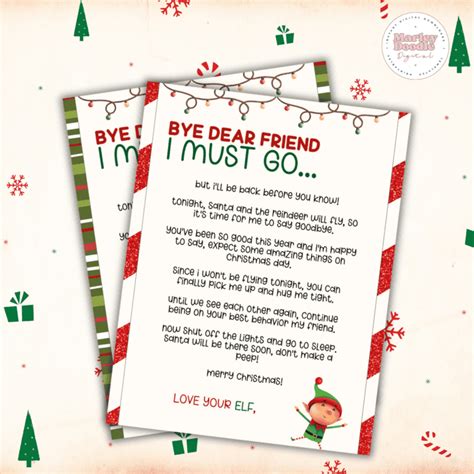 Cute Elf Goodbye Letter Free Printable - 3 To Choose From! - Marley ...