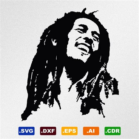 Bob Marley Portrait Svg Dxf Eps Ai Cdr Vector Files For Etsy