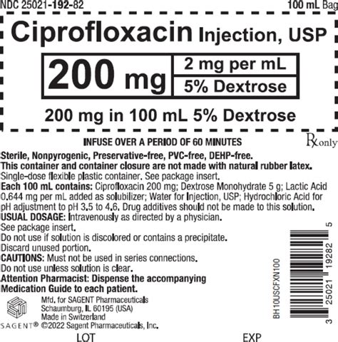 Dailymed Ciprofloxacin Injection Solution