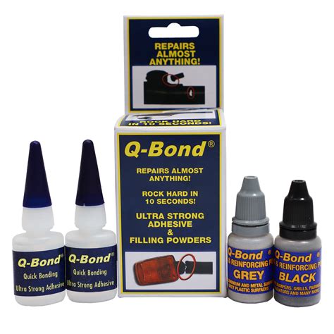 Superglue Kit Q Bond Small 1 Black 1 Grey Powder And 2x Glue Fowkes Bros