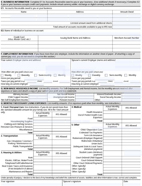 IRS Form 433-F: Who Should Use It?