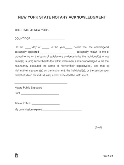 New York Notary Acknowledgement Fill Online Printable Fillable