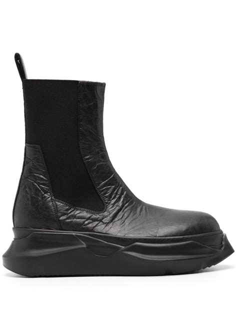 Rick Owens Drkshdw Beatle Abstract Crinkled Leather Boots Black