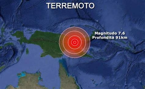 Terremoto Violenta Scossa Di Magnitudo Colpisce La Nuova Guinea