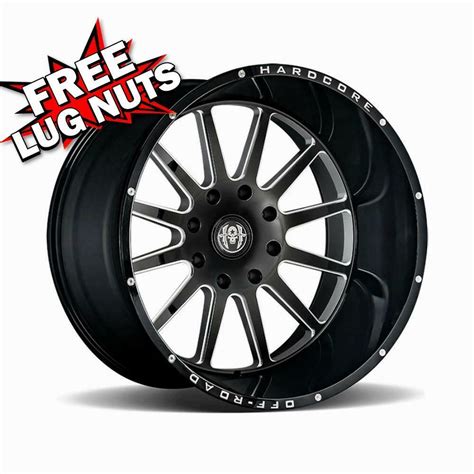 24 Inch 24x14 Hardcore Offroad HC13 Black Milled Wheels Rims 8x6 5