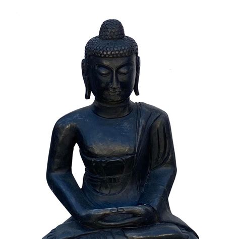 Chinese Black Color Stone Carved Sitting Buddha Amitabha Shakyamuni