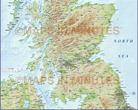 Scotland St Level Political Map With High Res Medium Colour Relief M