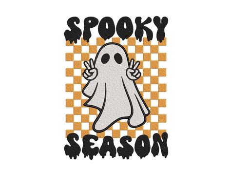 Spooky Season Embroidery Design Halloween Ghost Embroidery Design