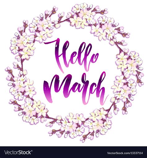 Hello march quote Royalty Free Vector Image - VectorStock