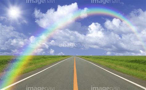 【草原の直線道路と雲と太陽と虹】の画像素材 41049084 写真素材ならイメージナビ