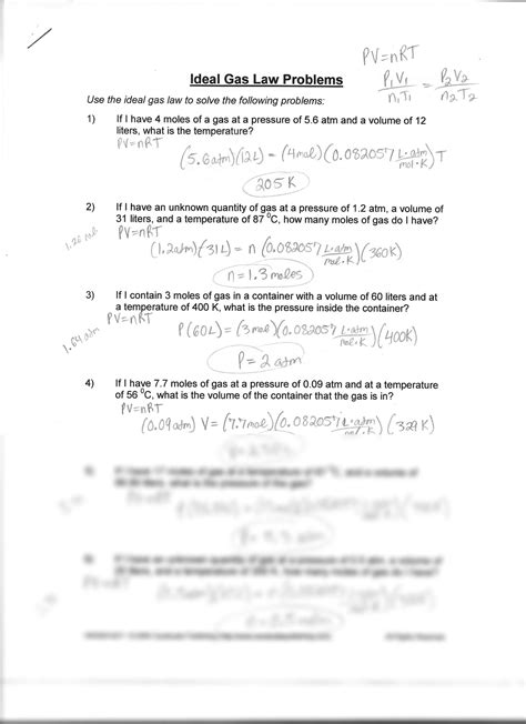 Solution Unh General Chemistry Stoichiometry Ideal Gas Law Practice