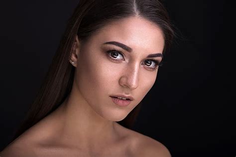 HD Wallpaper Look Close Up Model Portrait Makeup Hairstyle Brown