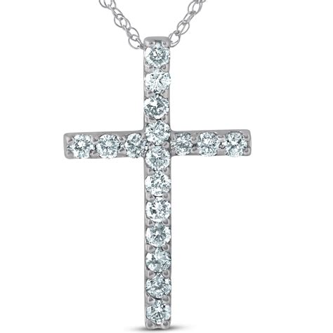 1 Ct Diamond Cross 14k White Gold 18 Chain Womens Necklace 1 14 Tall