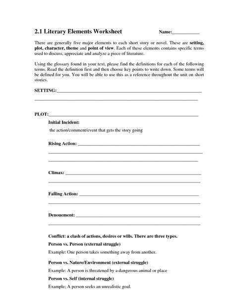 10 Short Story Elements Worksheet - Free PDF at worksheeto.com