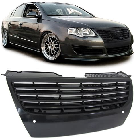 R Line Front Black Badgeless Grill For VW Passat B6 3C 2005 2010 With