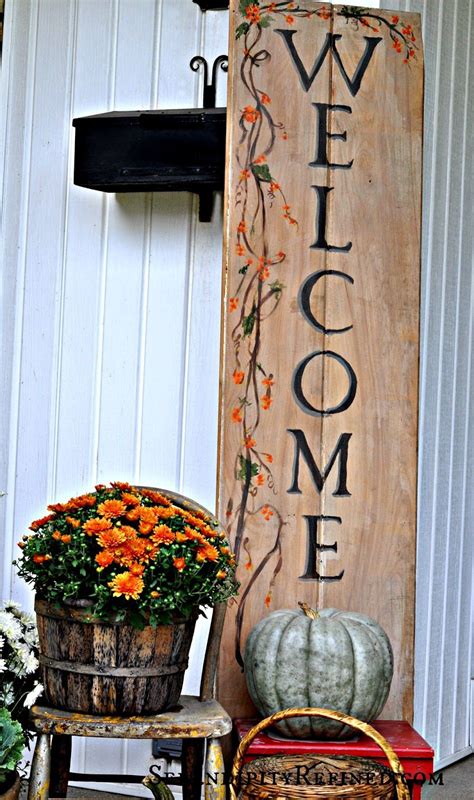 Serendipity Refined Fall Harvest Porch Decor With Reclaimed Wood Sign