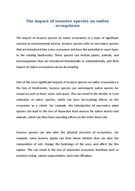 The impact of invasive species on native ecosystems - Invasive species