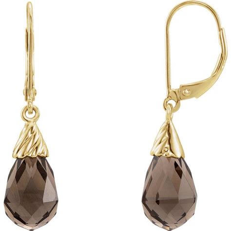 Buy 14 Karat Yellow Gold Smoky Quartz Earrings