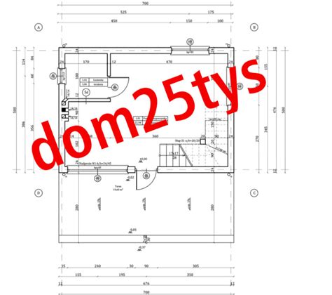 PROJEKT DOMU 35M2 MUROWANY KOMIN ŚCIANA SZCZYTOWA