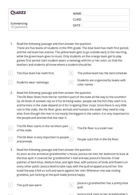 50 Summarizing Worksheets For 5th Grade On Quizizz Free And Printable