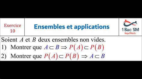 Exercice Ensembles Et Applications Re Bac Sciences Math Matiques