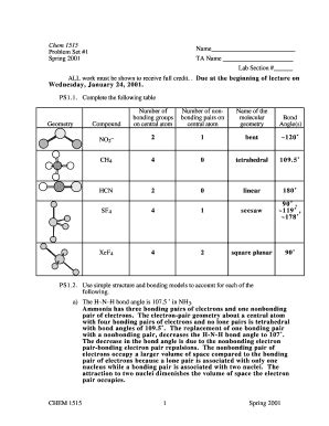 Printable Molecular Geometry Table Forms And Templates Fillable