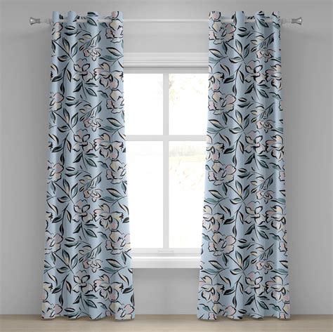 Ambesonne Floral Design Grommet Curtain Pastel Dream Flowers 50x120