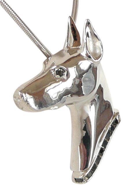 Sterling Silver Doberman Pinscher Head with Black Diamond Collar — The ...