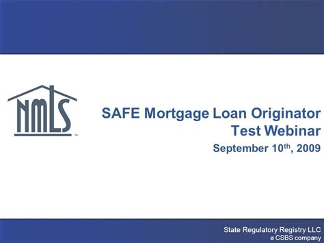 State Regulatory Registry LLC A CSBS Company NMLS Testing Education