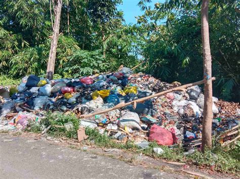 Tumpukan Sampah Menggunung Di Pinggir Jalan Antara Desa Pondok Bungur