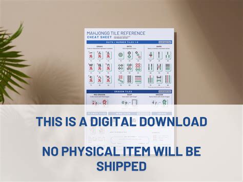 Mahjong Tile Cheat Sheet Printable PDF | NMJL Beginner Guide for