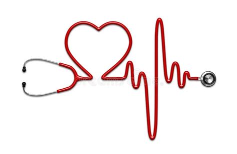 Stethoscope In The Shape Heart And Of A Heart Beat On A Ekg Stock Photo