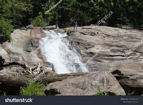 chinna kallar waterfalls valparai beautiful location stock photo