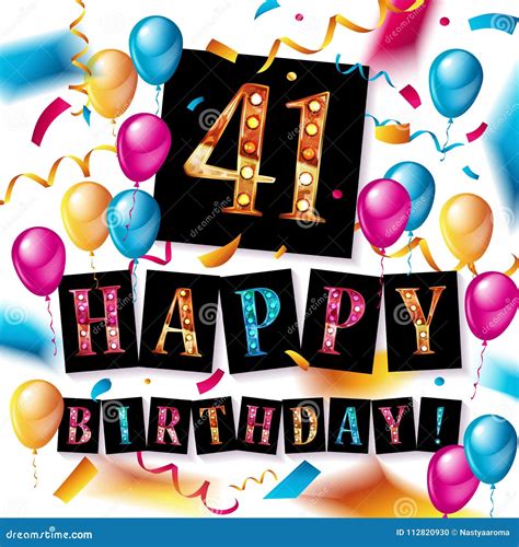 41th Happy Birthday Card Stock Illustration Illustration Of T