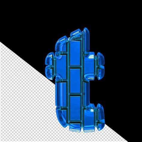 Symbole 3d Fait De Briques Verticales Bleues Lettre T PSD Premium