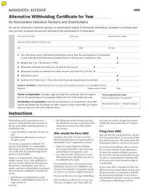 Fillable Online Revenue State Mn Awc Alternative Withholding