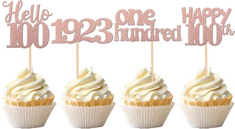 Amazon Pcs Happy Th Birthday Cupcake Toppers Glitter Hello