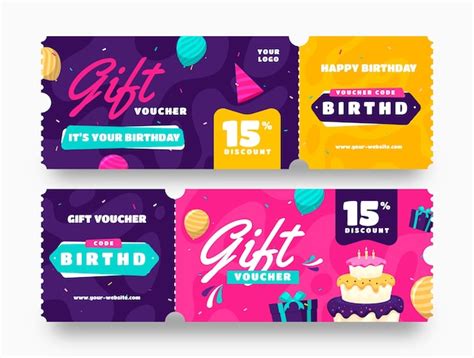 Free Vector | Flat design birthday gift voucher template