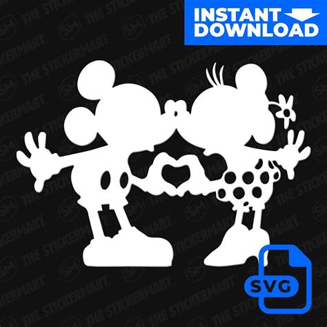 Mickey And Minnie Mouse Kissing Silhouette