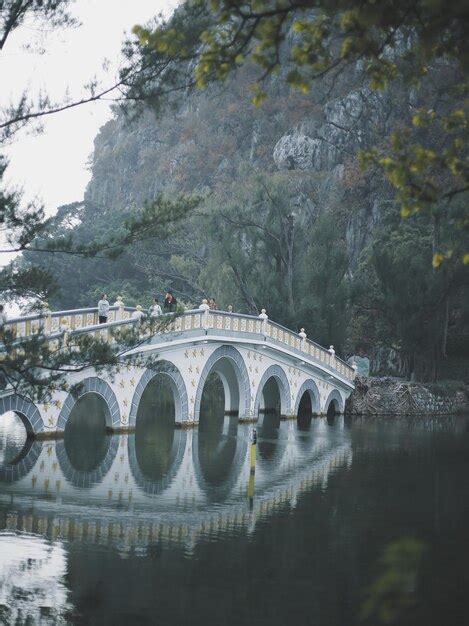 Premium Photo Arch Bridge Over River Against Trees