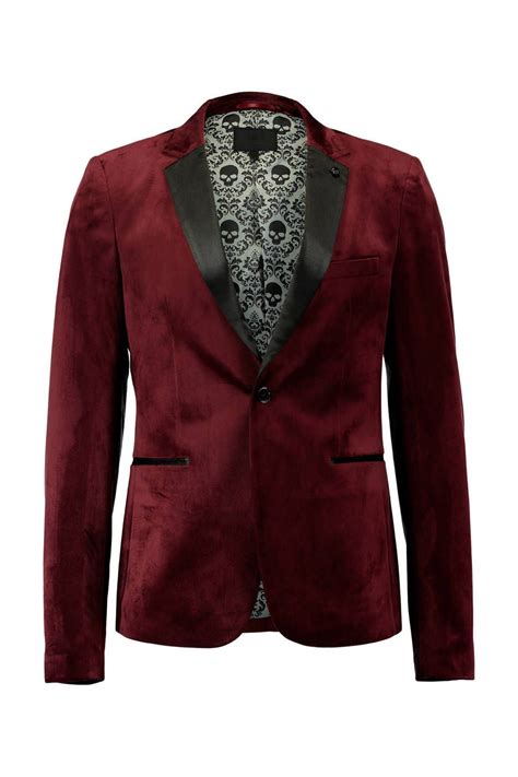 Fluwelen Colbert Donkerrood Blazer Jackets Fashion