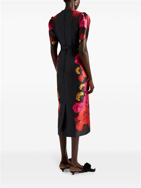 Erdem Floral Print Midi Dress Black Farfetch