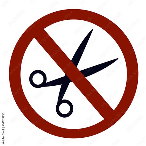 No Scissors Prohibition Sign Icon Vector Illustration Red Circle Of